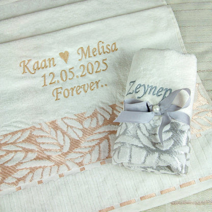 Personalized Turkish Bath Cotton Towel, Wedding gift, Embroidered Towel, Bridal Shower Gift - ihvan