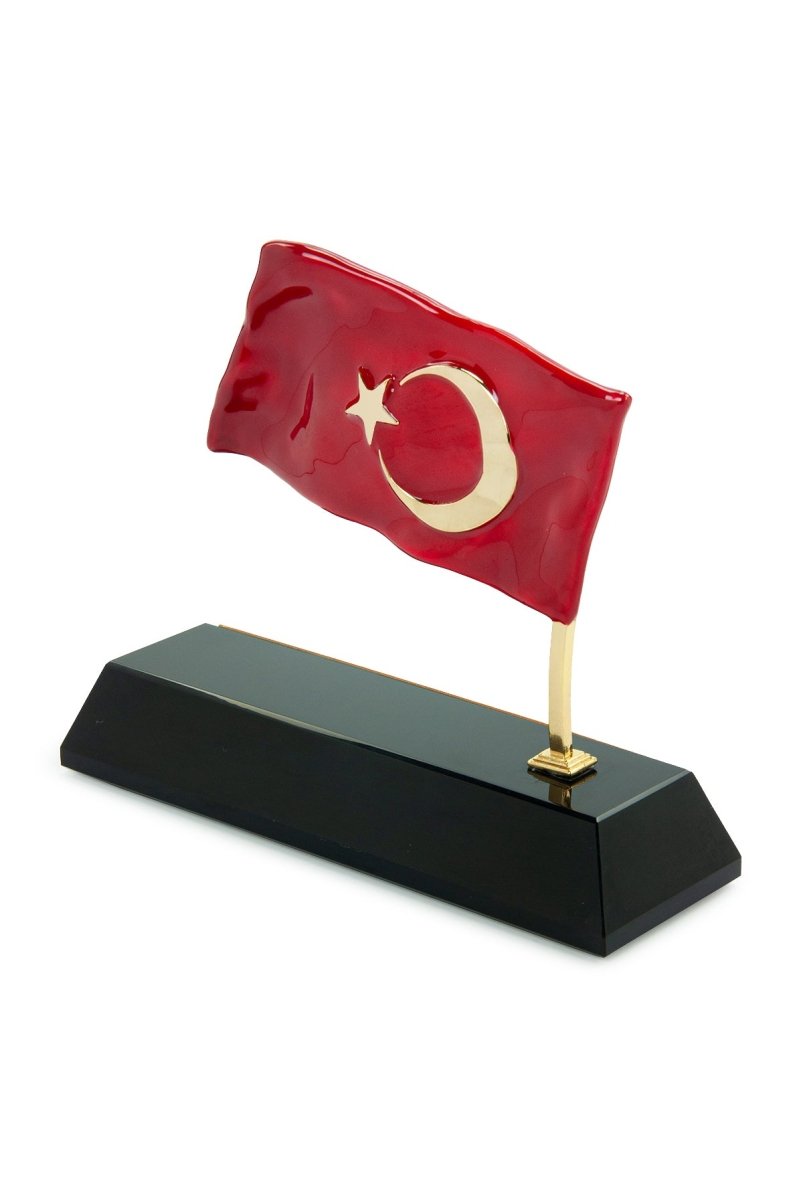 Personalized Turkish Flag Desk Name Plate | Custom Office Name Tag with Gift Box - ihvan
