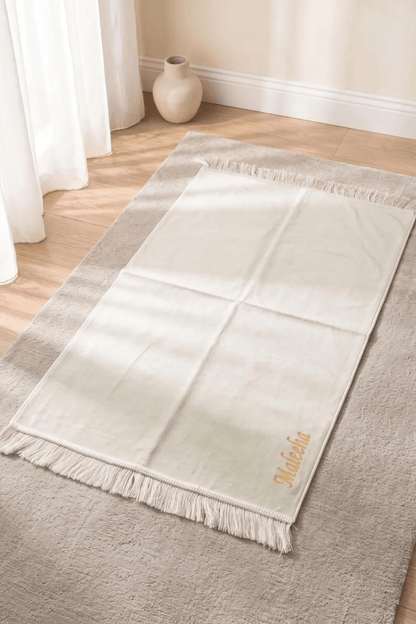 Personalized Velvet Prayer Mat and Custom Tasbeeh Green - ihvan
