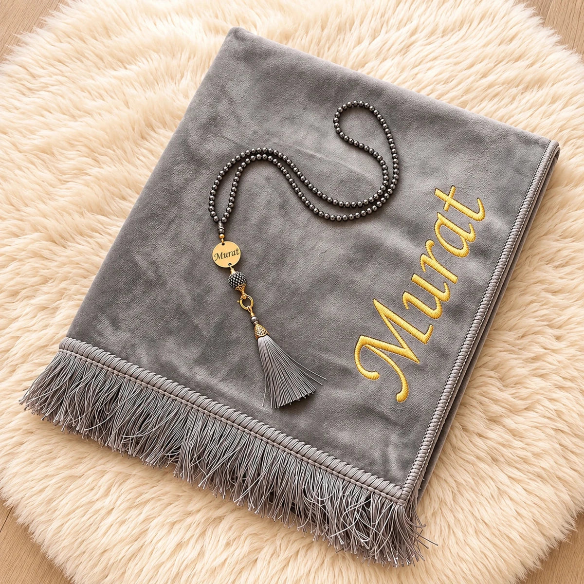 Personalized Velvet Prayer Rug & Tasbih Gift Set - ihvan