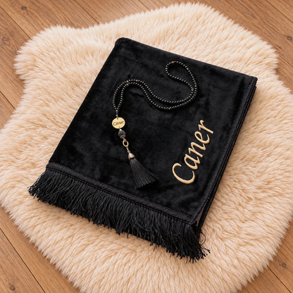 Personalized Velvet Prayer Rug & Tasbih Gift Set - ihvan