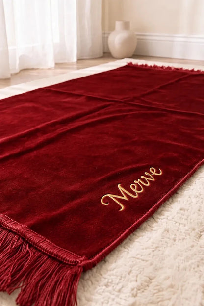 Personalized Velvet Prayer Rug & Tasbih Gift Set - ihvan