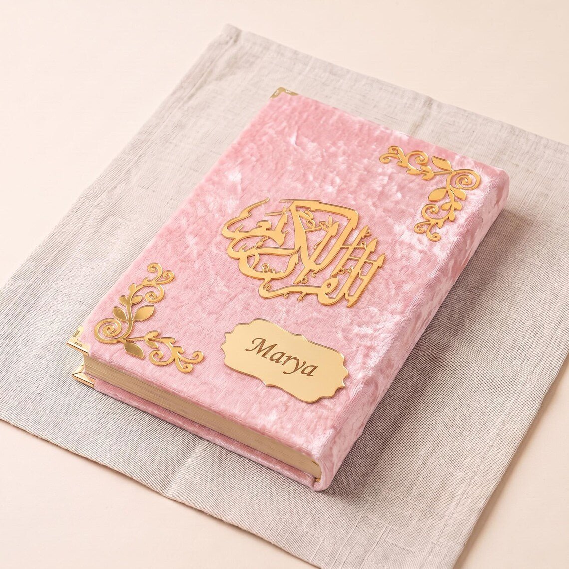 Personalized Velvet Quran and Prayer Mat Gift Set with Velvet Box and 99-Bead Tasbih Islamic Gift Wedding Favors - ihvan