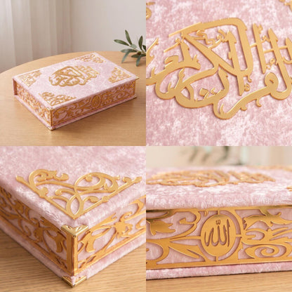 Personalized Velvet Quran and Prayer Mat Gift Set with Velvet Box and 99-Bead Tasbih Islamic Gift Wedding Favors - ihvan