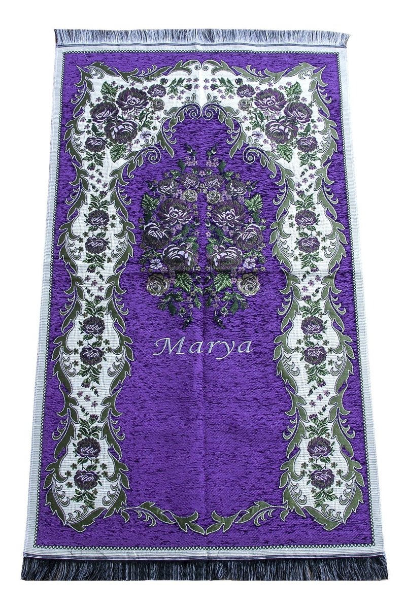 Personalized Velvet Quran Gift Chest Set with Name Embroidered Prayer Rug & Tasbeeh - ihvan