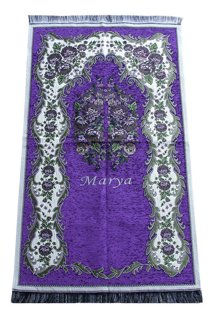 Personalized Velvet Quran Gift Chest Set with Name Embroidered Prayer Rug & Tasbeeh - ihvan