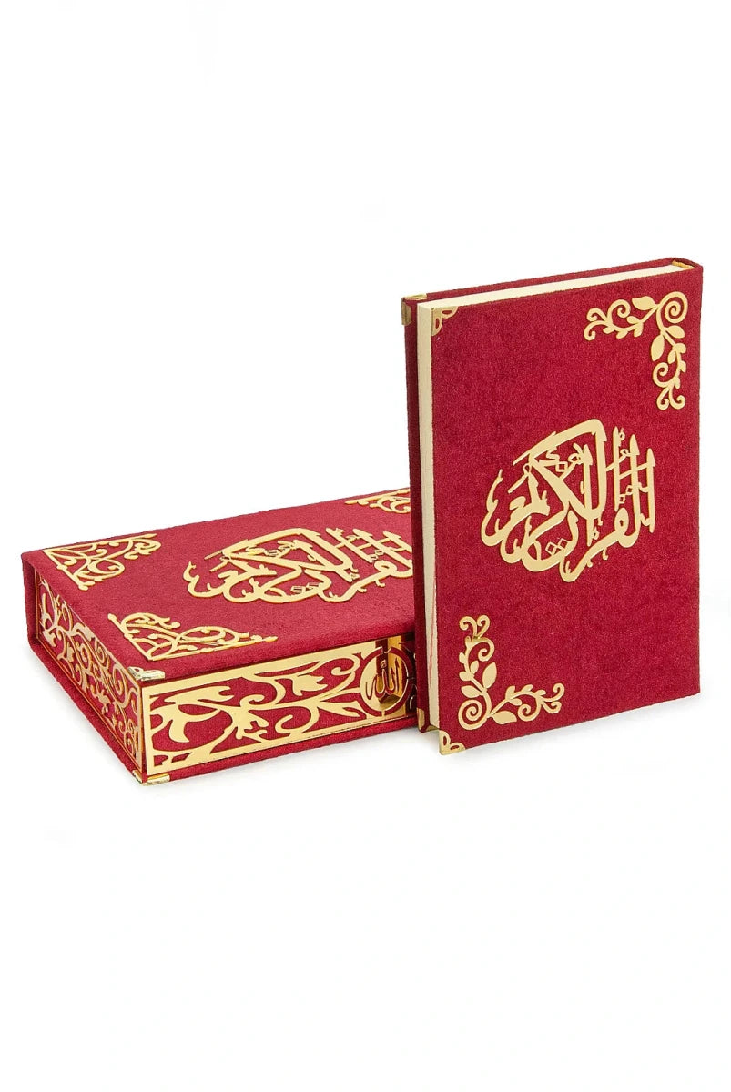 Personalized Velvet Quran Gift Set with Laser-Cut Decorative Storage Chest - ihvan