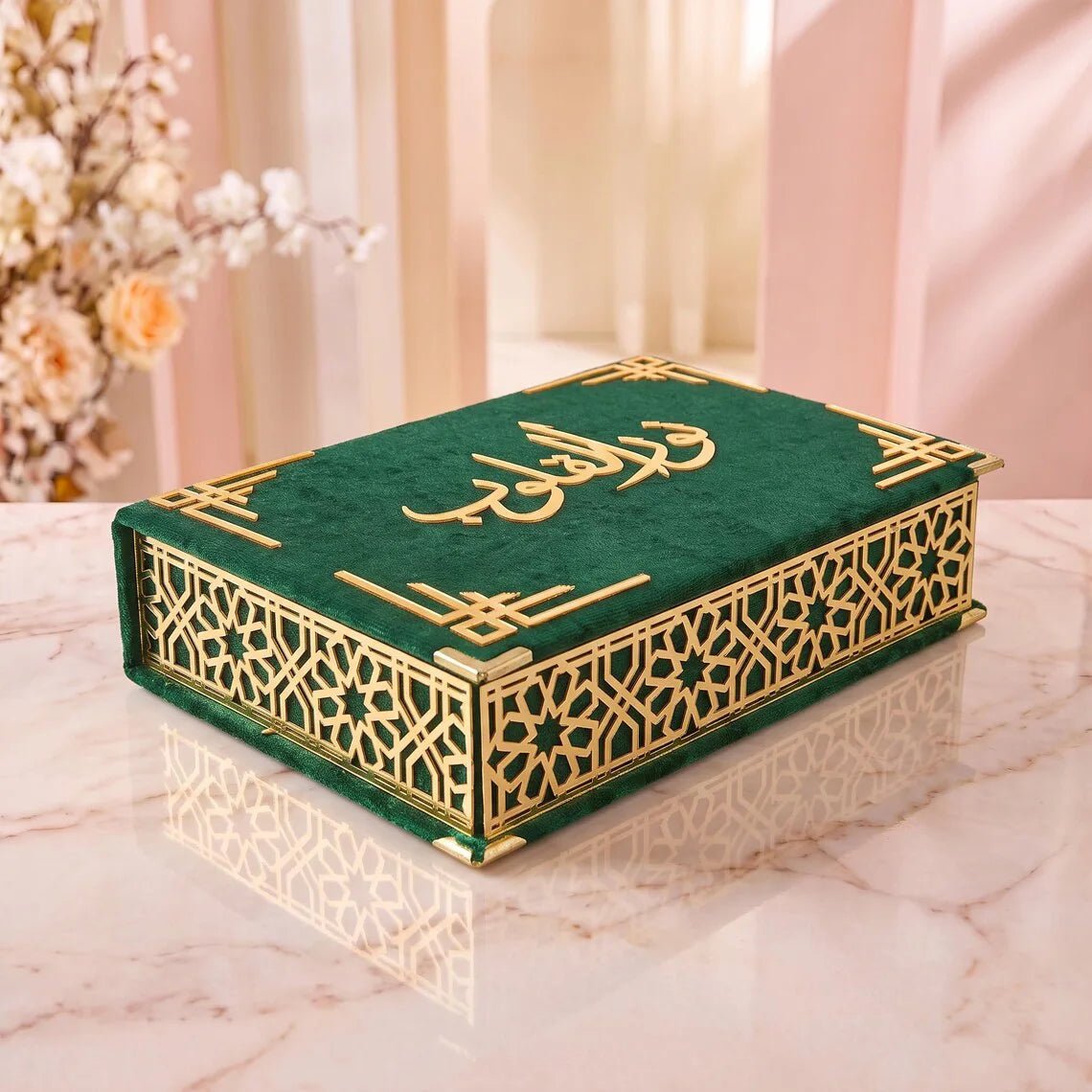 Personalized Velvet Quran Gift Set with Tasbih and Keepsake Box, Islamic Gift Wedding Favors - ihvan