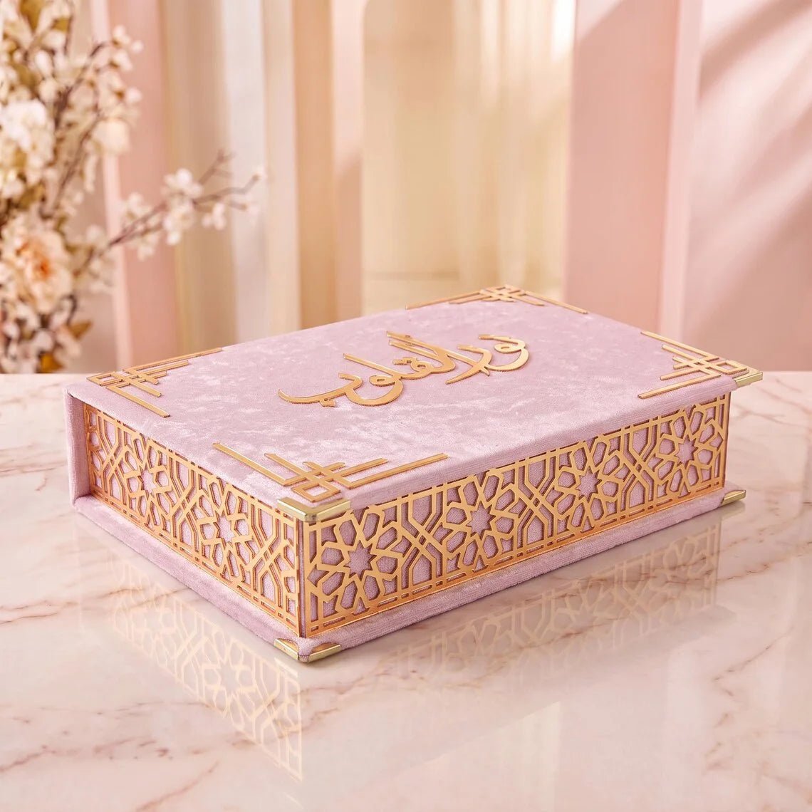 Personalized Velvet Quran Gift Set with Tasbih and Keepsake Box, Islamic Gift Wedding Favors - ihvan