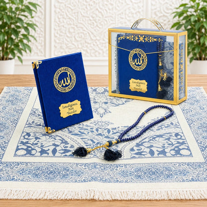Personalized Velvet Yaseen Book Gift Set with Prayer Mat, Tasbih & Carry Bag - ihvan