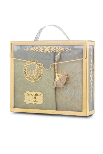 Personalized Velvet Yaseen Book Gift Set with Prayer Mat, Tasbih & Carry Bag - ihvan