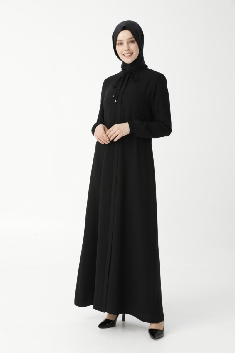 Plain Black Halter Neck Abaya 9229 - 22 - ihvan
