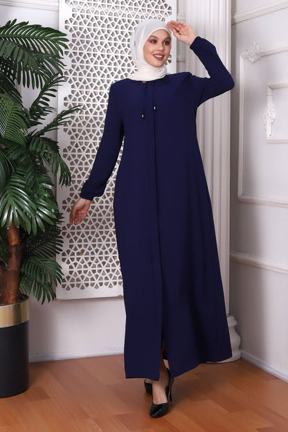Plain Indigo Halter Neck Abaya 9229-22 - ihvan