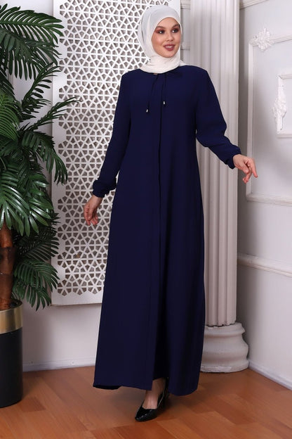 Plain Indigo Halter Neck Abaya 9229-22 - ihvan
