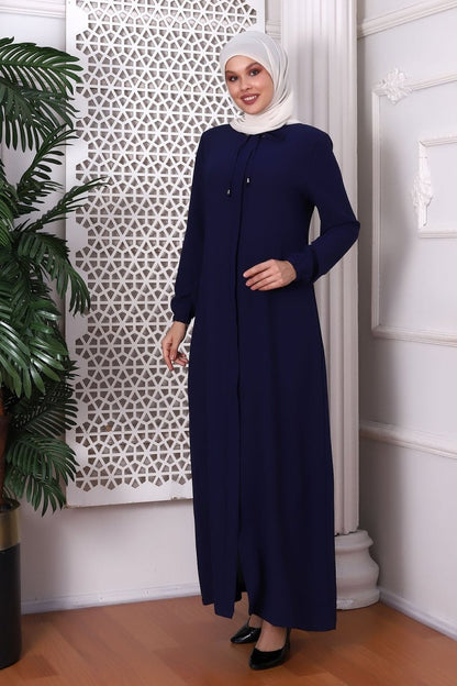 Plain Indigo Halter Neck Abaya 9229-22 - ihvan