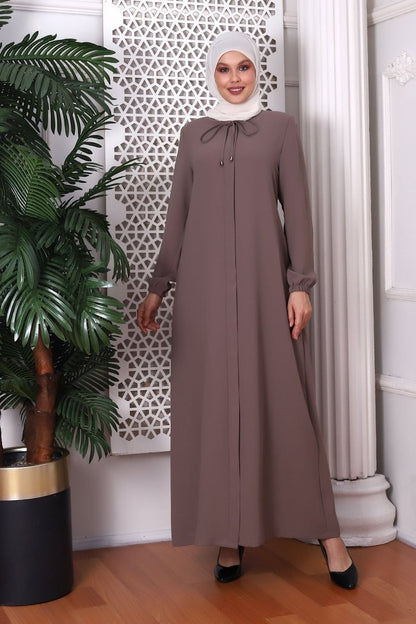 Plain Mink Halter Neck Abaya 9229-22 - ihvan