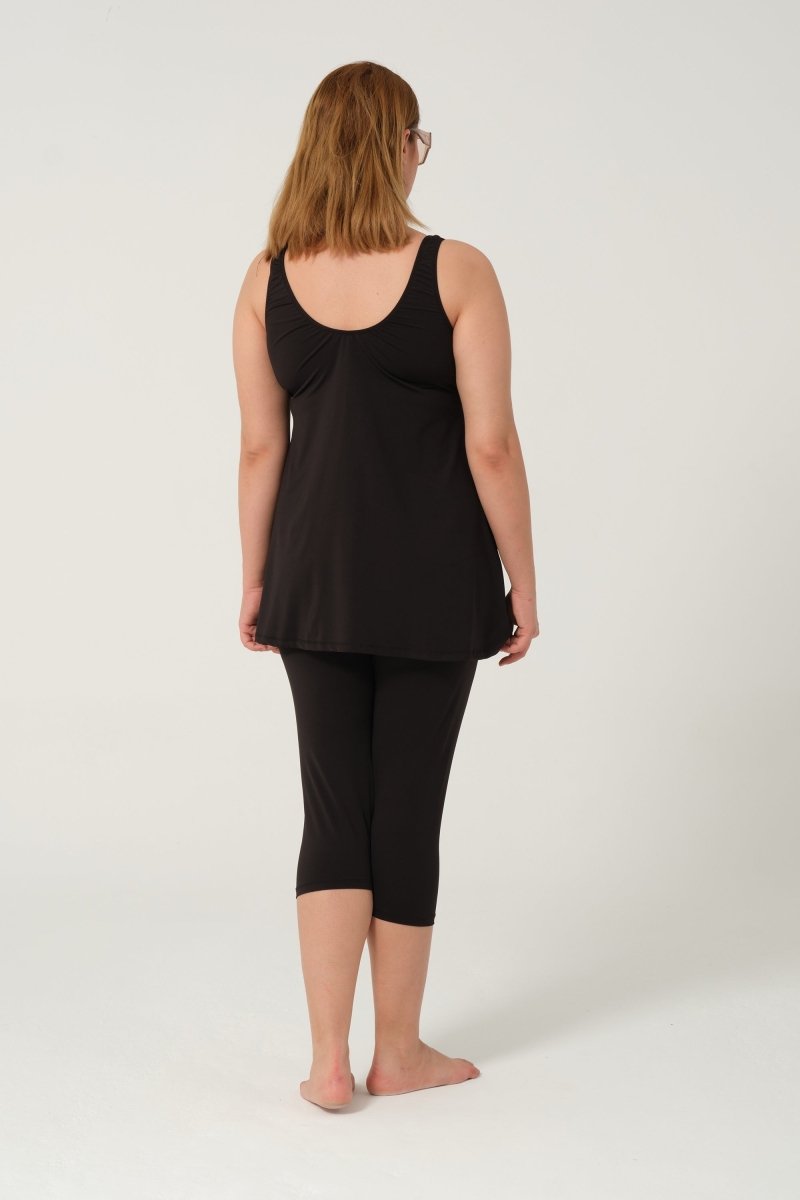 Plus Size Semi - Covered Swimsuit with Strappy Leggings 2528 - 25 Copper - ihvan
