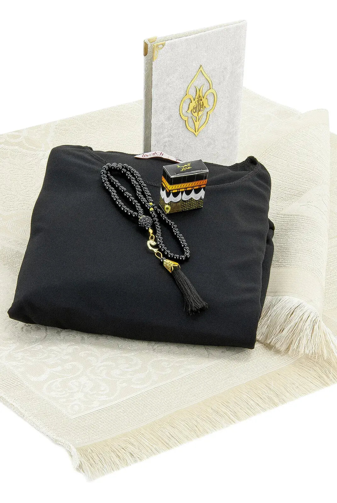 One-Piece Prayer Dress with Attached Hijab & Prayer Mat Gift Set