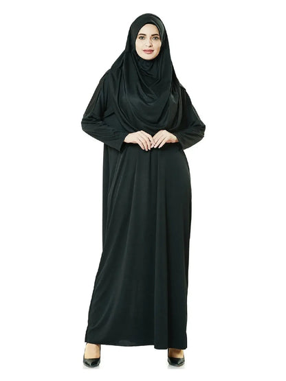 One-Piece Prayer Dress with Attached Hijab & Prayer Mat Gift Set