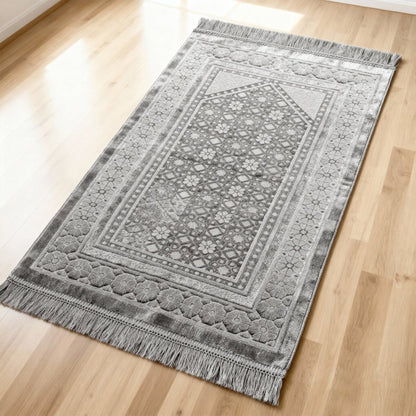 Premium Thick and Velvet Pearl Prayer Mat Islamic for Islamic Gifts Cream - ihvan