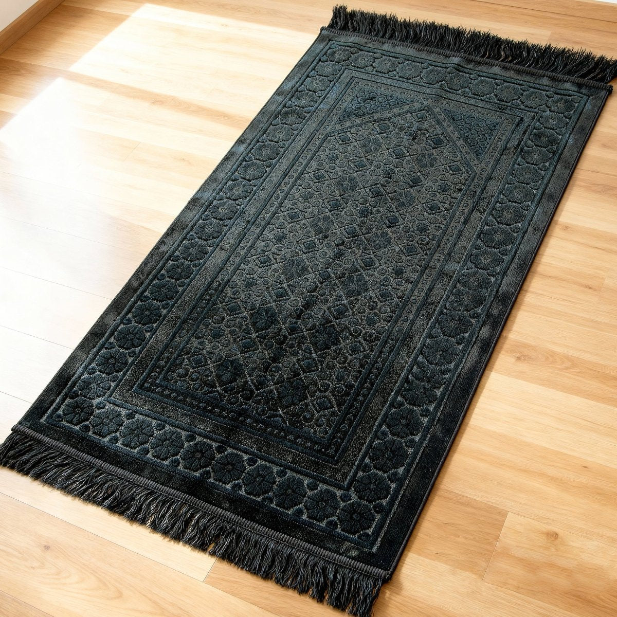 Premium Thick and Velvet Pearl Prayer Mat Islamic for Islamic Gifts Cream - ihvan