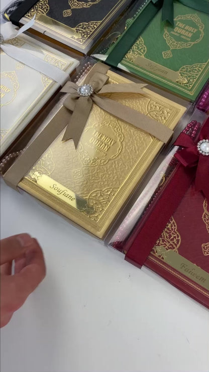English Translation Holy Quran Gift Set with Tasbih | Islamic Gİft Set with Qur'an & Pearl Prayer Beads