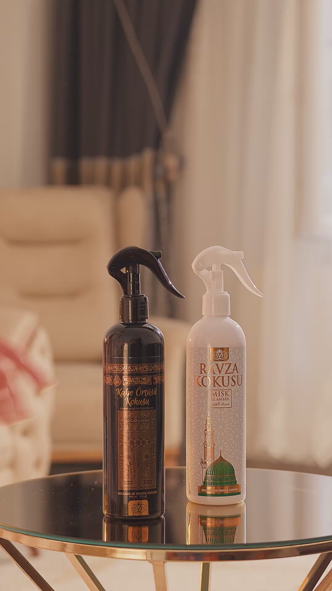 Kaaba & Medina Ravza Scented Room Spray Set | Islamic Air Freshener for Prayer Rugs