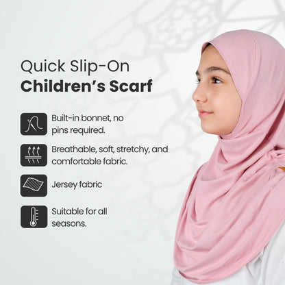 Easy to Wear Instant Hijab for Girls | Soft Viscose One-Piece Kids Headscarf for School, Prayer