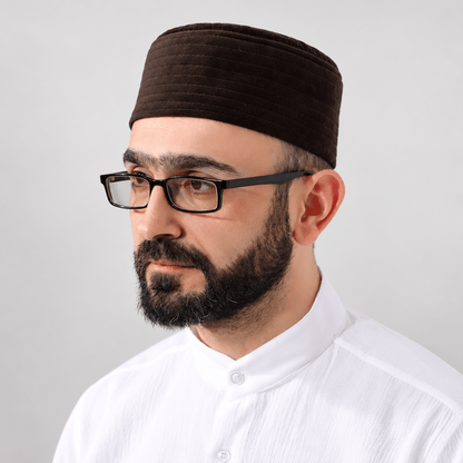Quilted Velvet Structured Kufi Prayer Cap - ihvan