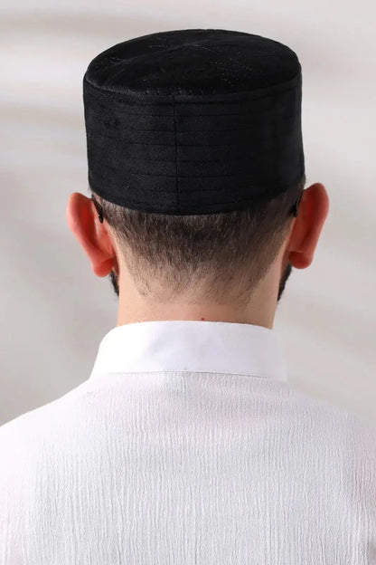 Quilted Velvet Structured Kufi Prayer Cap - ihvan