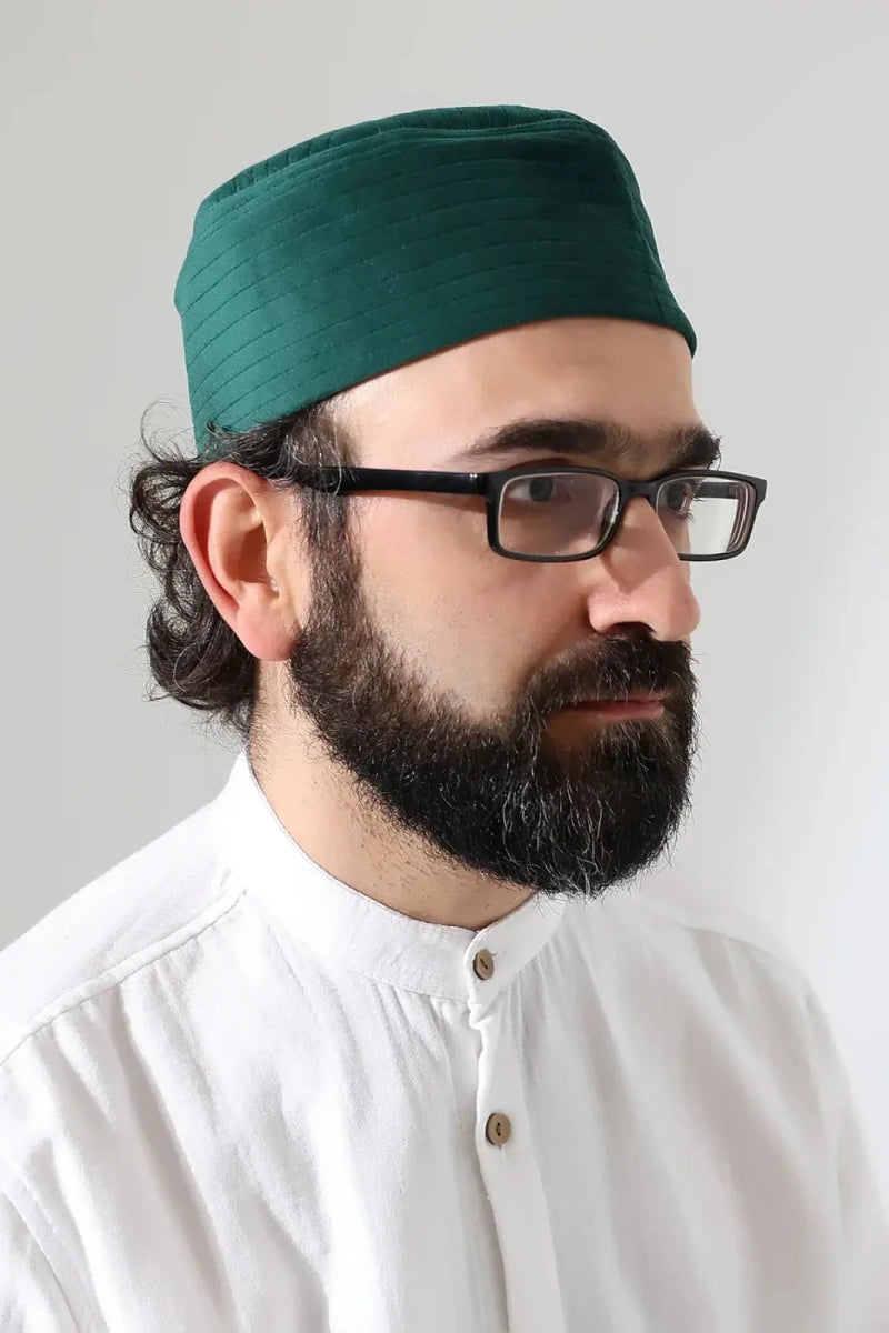 Quilted Velvet Structured Kufi Prayer Cap - ihvan