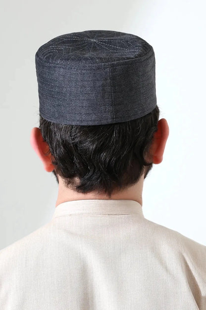 Quilted Velvet Structured Kufi Prayer Cap - ihvan