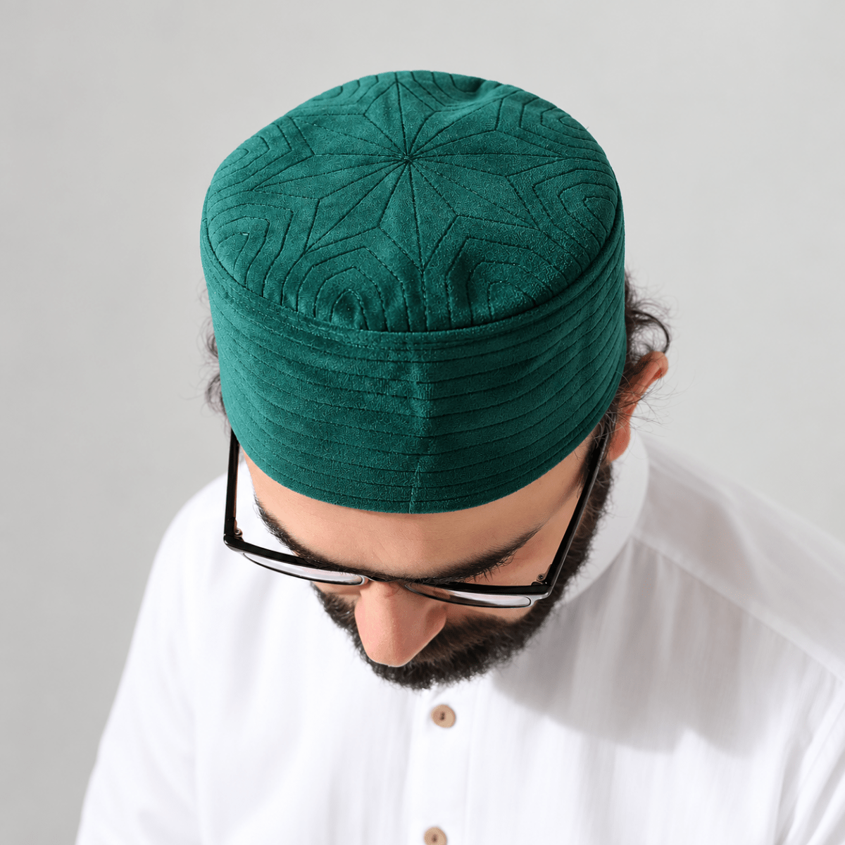 Quilted Velvet Structured Kufi Prayer Cap - ihvan