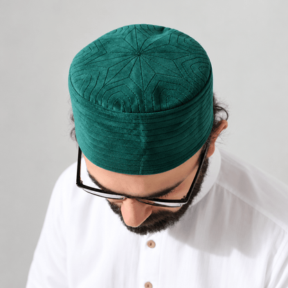 Quilted Velvet Structured Kufi Prayer Cap - ihvan