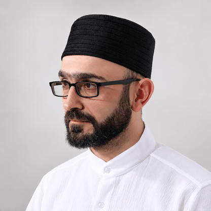 Quilted Velvet Structured Kufi Prayer Cap - ihvan