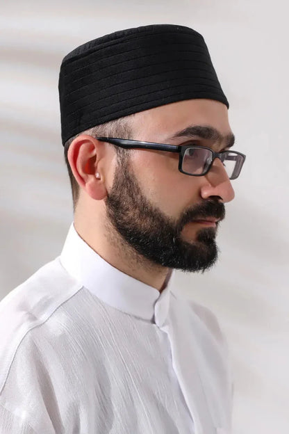Quilted Velvet Structured Kufi Prayer Cap - ihvan