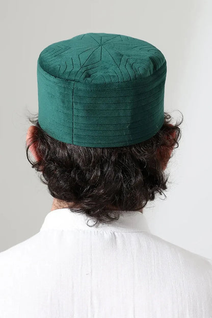 Quilted Velvet Structured Kufi Prayer Cap - ihvan