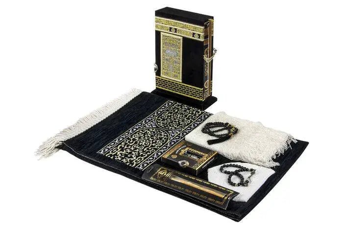 Ramadan Special Kaaba Islamic Gift Set with Quran, Prayer Mat, Tasbih & Prayer Essentials - ihvan
