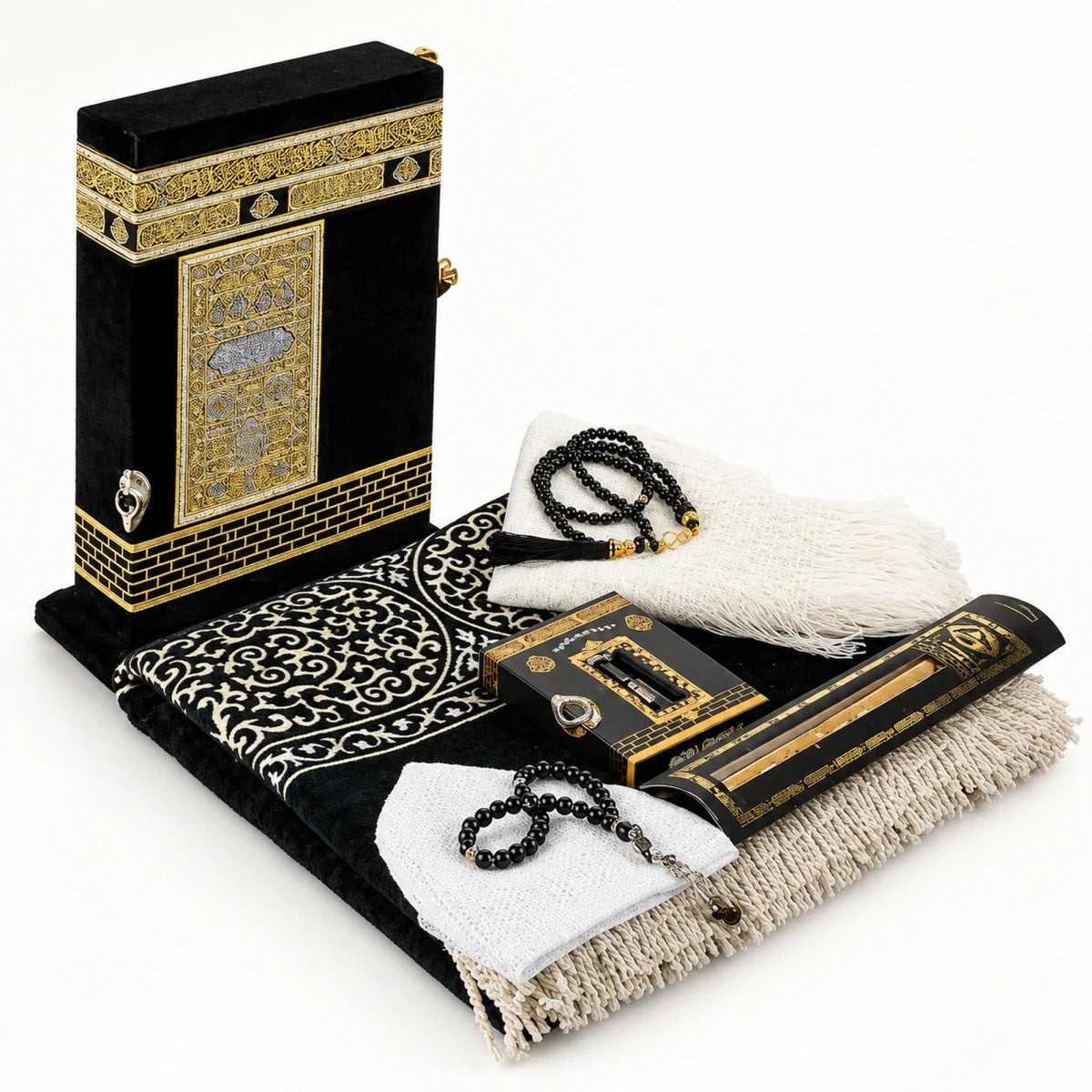 Ramadan Special Kaaba Islamic Gift Set with Quran, Prayer Mat, Tasbih & Prayer Essentials - ihvan