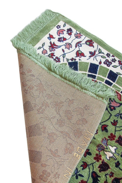 Ravza Pattern Velvet Prayer Rug – Inspired by Al - Masjid an - Nabawi, Soft Velour Texture - ihvan