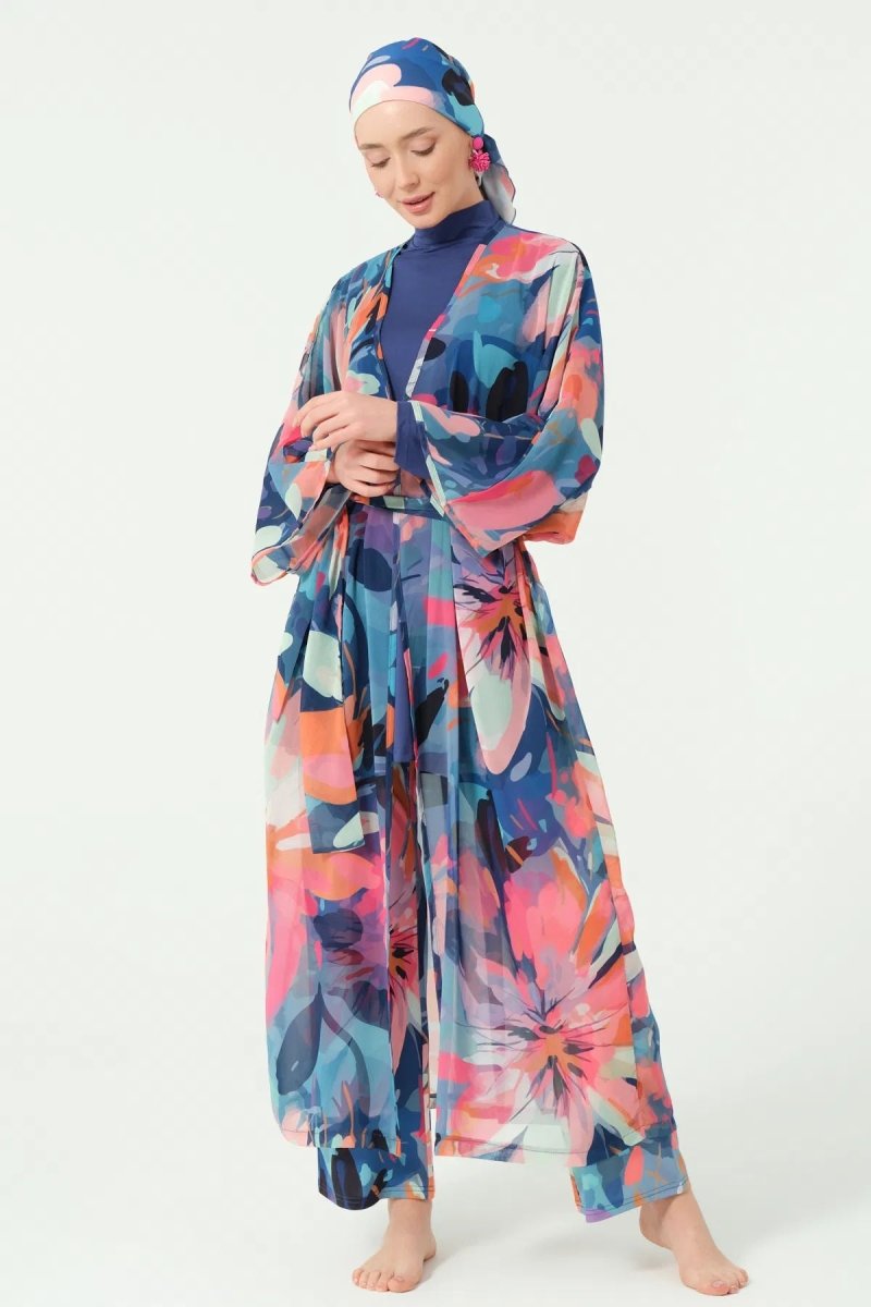 Rosali Belted Full Length Chiffon Pareo 7163 - 25 Indigo - ihvan