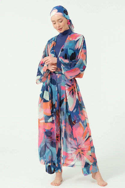 Rosali Belted Full Length Chiffon Pareo 7163 - 25 Indigo - ihvan