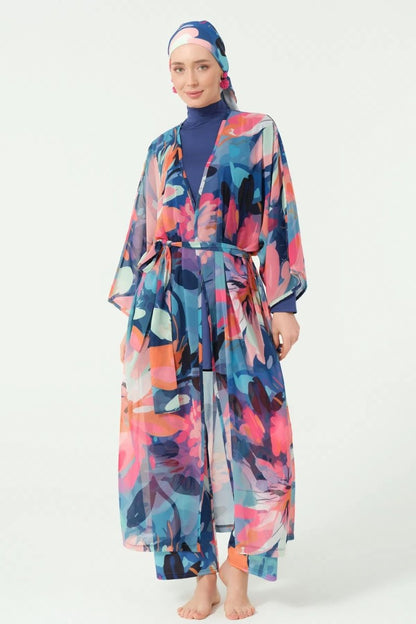 Rosali Belted Full Length Chiffon Pareo 7163 - 25 Indigo - ihvan