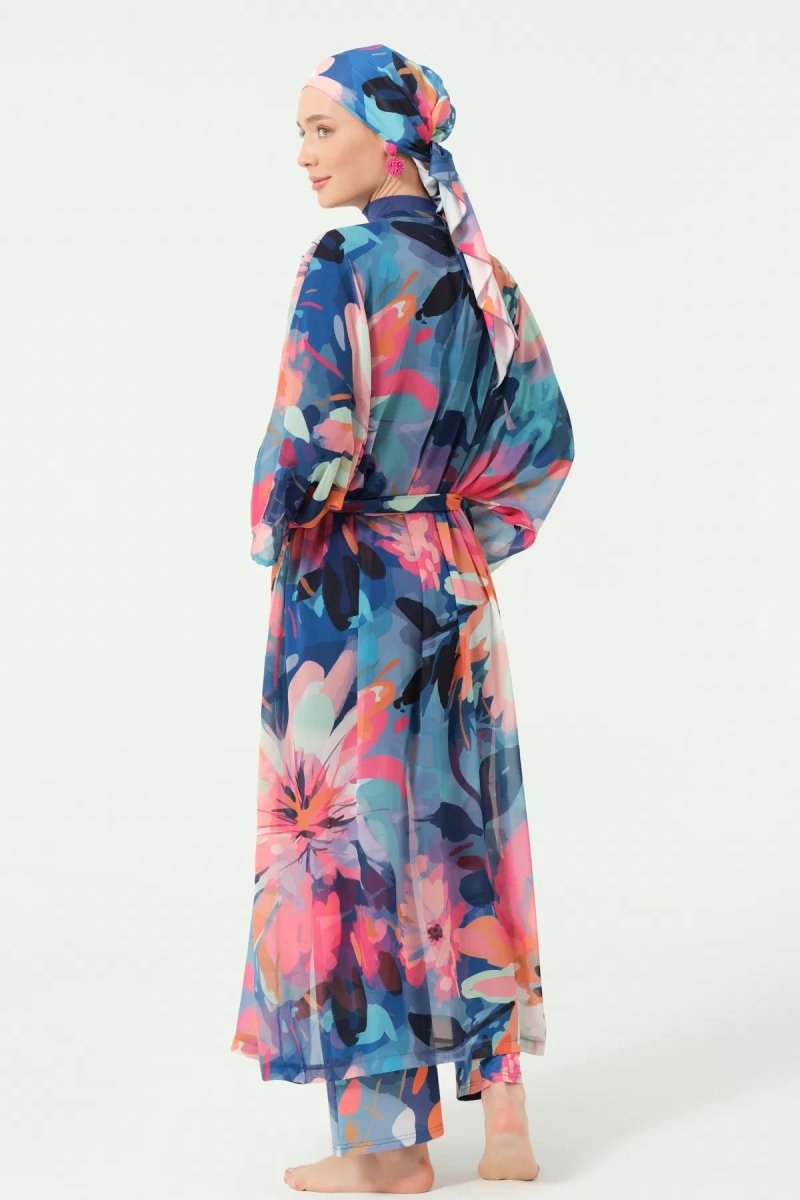 Rosali Belted Full Length Chiffon Pareo 7163 - 25 Indigo - ihvan
