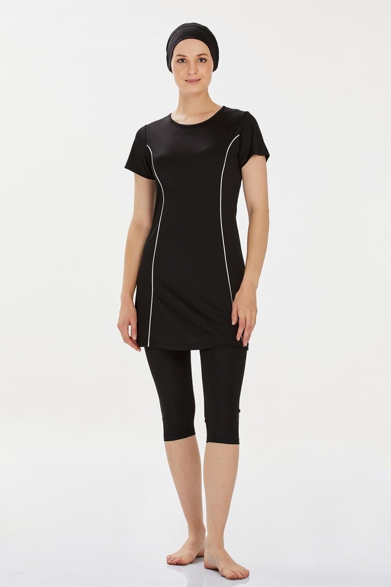 Rozamay 9091 - 24 Black Plus Size Margarit Semi - Closed Swimsuit - ihvan