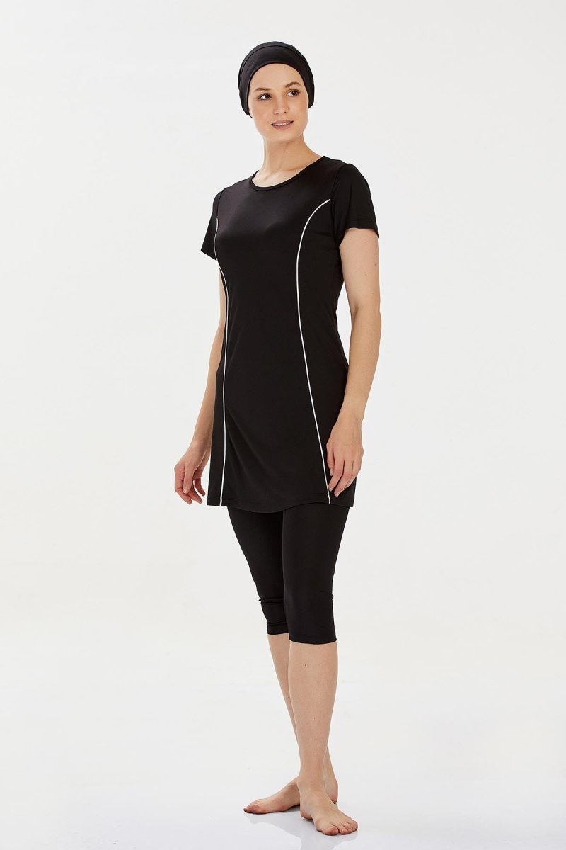 Rozamay 9091 - 24 Black Plus Size Margarit Semi - Closed Swimsuit - ihvan