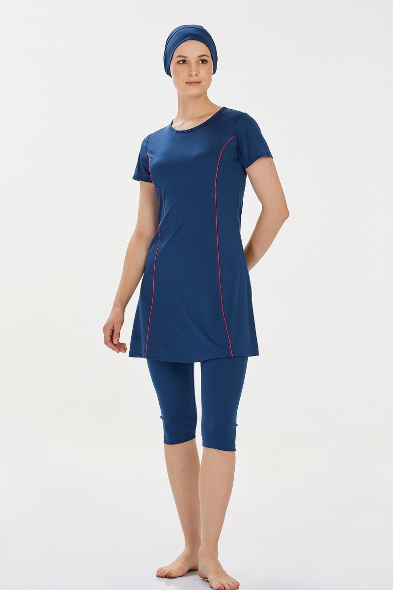 Rozamay 9091 - 24 Light Navy Plus Size Margarit Semi - Closed Swimsuit - ihvan