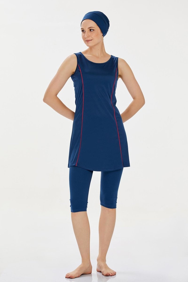 Rozamay 9098 - 24 Light Navy Marga Semi - Closed Swimsuit - ihvan