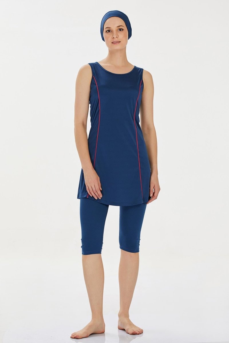 Rozamay 9098 - 24 Light Navy Marga Semi - Closed Swimsuit - ihvan