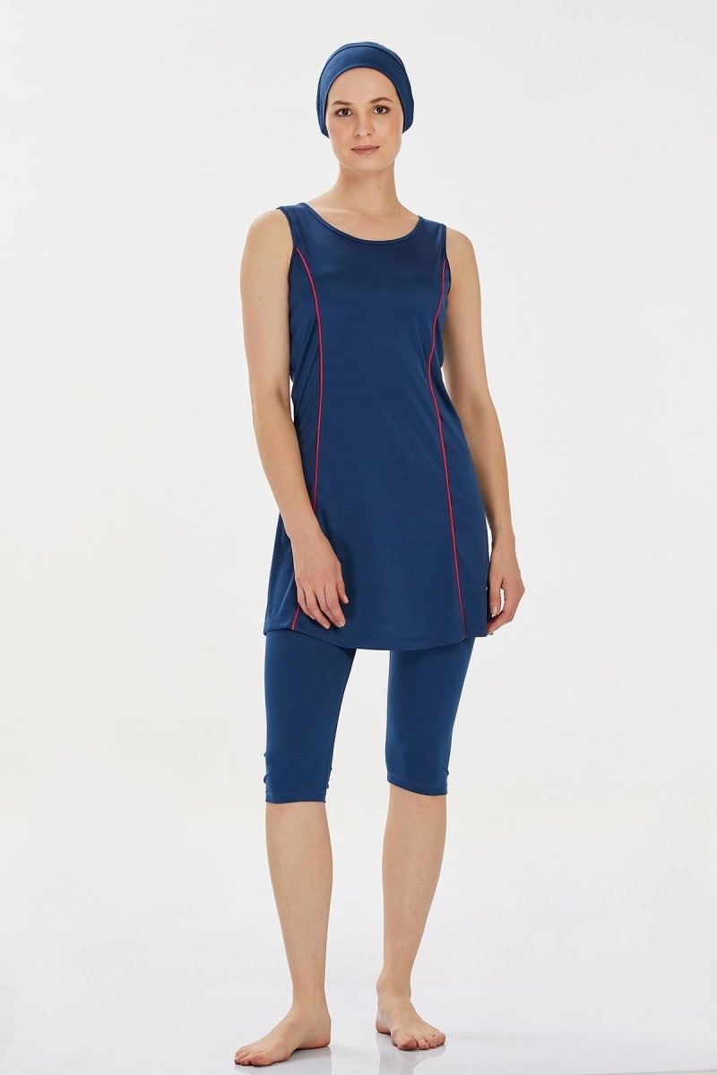 Rozamay 9098 - 24 Light Navy Marga Semi - Closed Swimsuit - ihvan